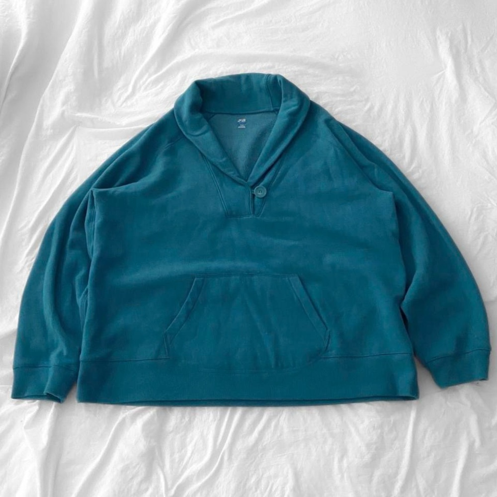 SJB Active Comfy Teal Women's Shawl Collar Sweatshirt 2XL